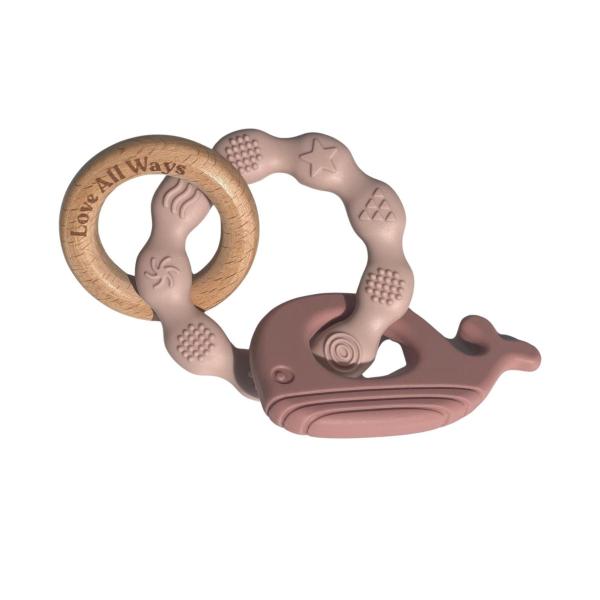 3 Piece Silicone & Beechwood Teether - Musk