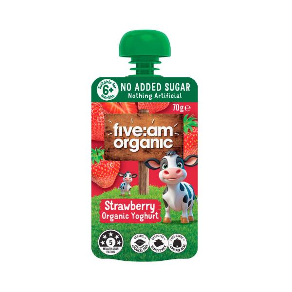 No Added Sugar Organic Yoghurt Pouch Strawberry