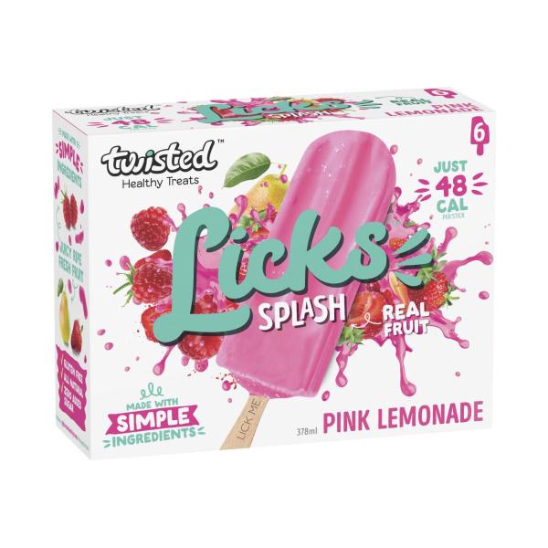 Healthy Treats Licks Splash Pink Lemonade Ice Blocks 6 Pack