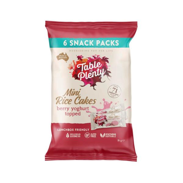 Snack Pack Topped Sweet Mini Rice Cakes Yoghurt Mixed Berry