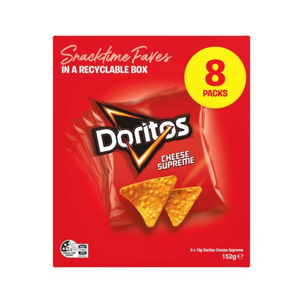 Corn Chips Lunchbox Snacks Multipack Cheese Supreme 8 Pack