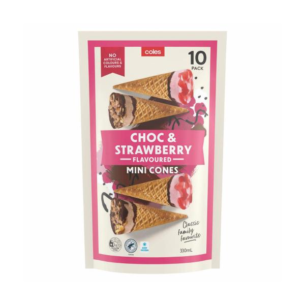 Mini Cones Chocolate & Strawberry 10 Pack