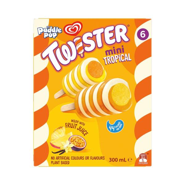 Paddle Pop Twister Mini Tropical Ice Block Sticks 6 Pack