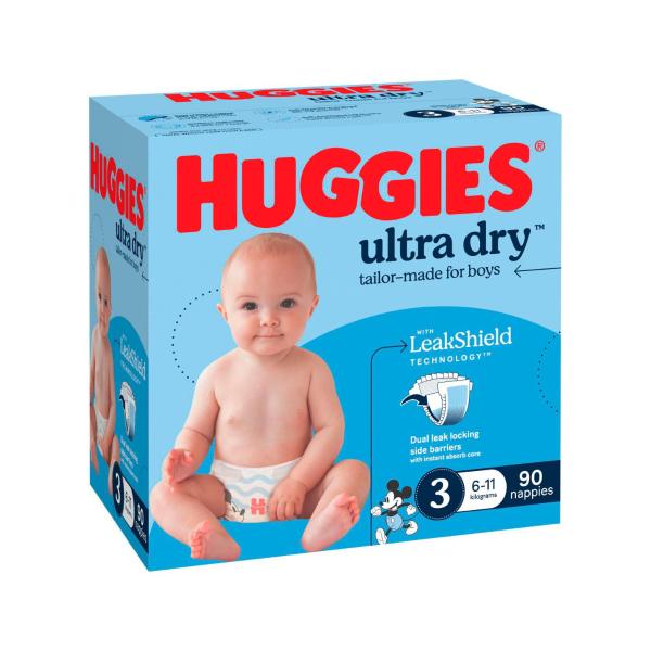 Ultra Dry Nappies Boys Size 3 (6-11kg)