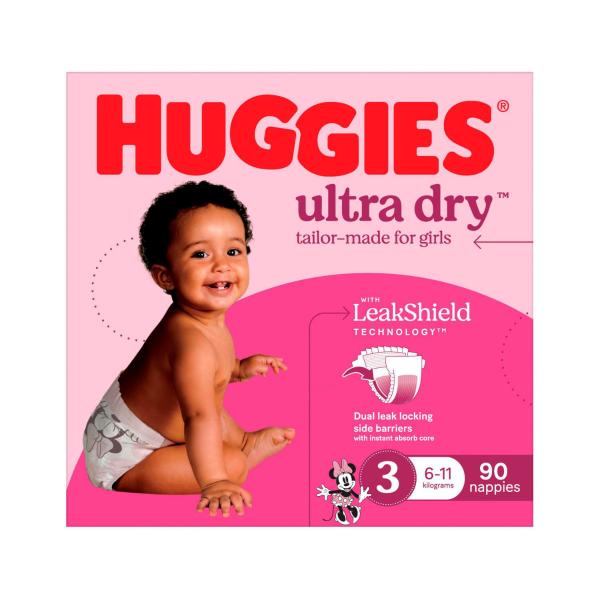 Ultra Dry Nappies Girls Size 3 (6-11kg)