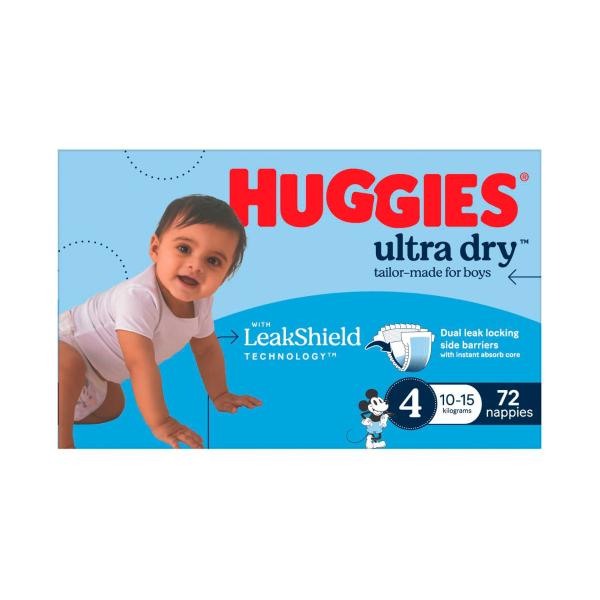 Ultra Dry Nappies Boys Size 4 (10-15kg)