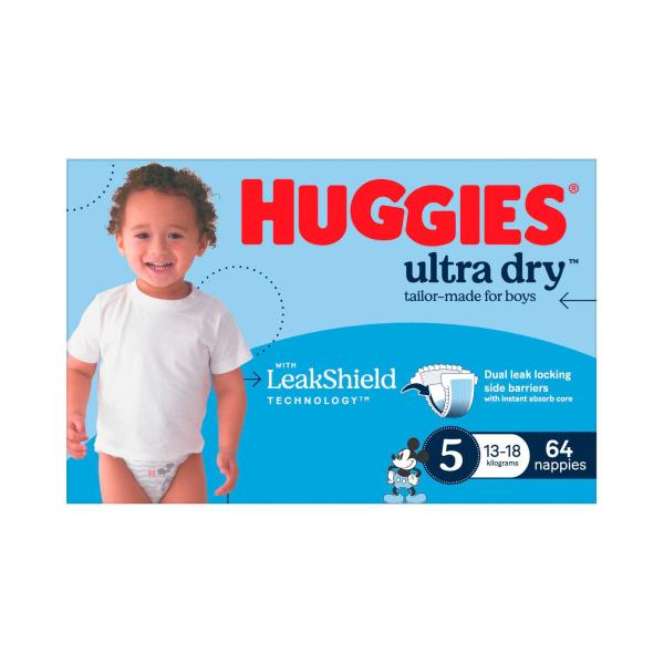 Ultra Dry Nappies Boys Size 5 (13-18kg)
