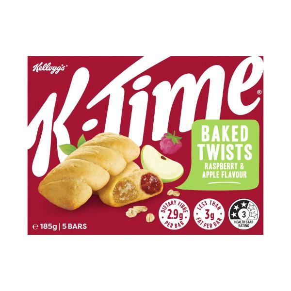 K-time Baked Twists Raspberry & Apple Flavour Filled Snack Bars 5 Pack
