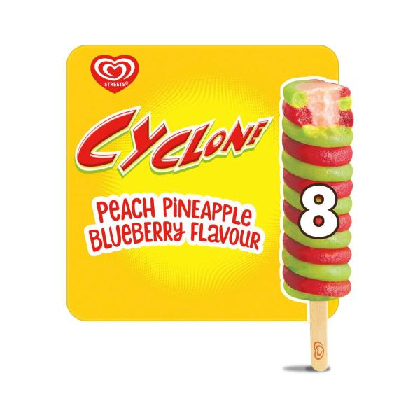 Cyclone Peach Pineapple & Blueberry Ice Sticks 8 Pack