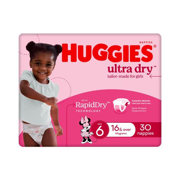 Ultra Dry Nappies Girls Size 6 (16kg+)