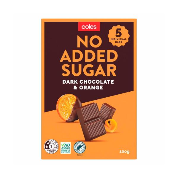 No Added Sugar Dark Choc With Orange