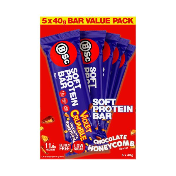 X Violet Crumble Soft Protein Bar Chocolate Honeycomb 5 Pack