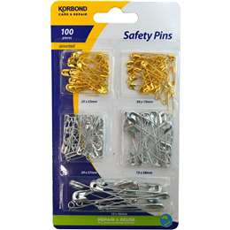 Korbond Safety Pin Assorted Colour & Size 100 pack