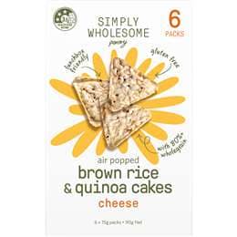 Simply Wholesome Pantry Air Popped Brown Rice & Quinoa Cakes Cheese 15g x 6 pack