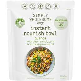 Simply Wholesome Pantry Instant Nourish Bowl Quinoa With Peas Carrot & Corn 220g