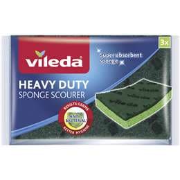 Vileda Anti-Bacterial Sponge Scourer Heavy Duty 3 pack