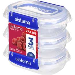 Sistema Klip It Plus Rectangle Food Container 180mL x 3 pack