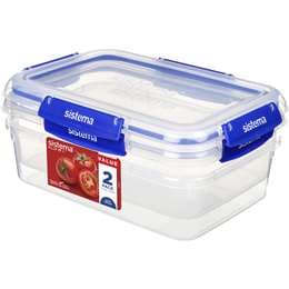 Sistema Klip It Plus Rectangle Food Container 2.2L x 2 pack
