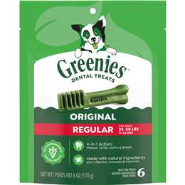 Greenies Canine Dental Dog Treats Original Regular 6 Chews 170g