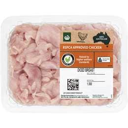Woolworths RSPCA Approved Chicken Breast Diced 1kg