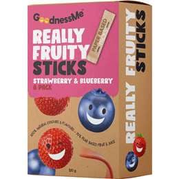 Goodness Me Really Fruity Sticks Strawberry & Blueberry 8 pack