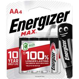 Energizer Max AA Alkaline Batteries 4 pack