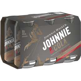 Johnnie Walker Red Label Whisky & Cola Cans 375mL x 6 pack