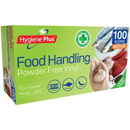Hygiene Plus Food Handling Powder Free Vinyl Gloves Medium 100 pack