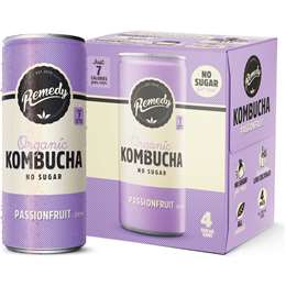 Remedy Passionfruit Kombucha 250mL x 4 pack