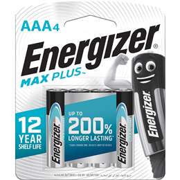 Energizer Max Plus High Performance AAA Alkaline Batteries 4 pack
