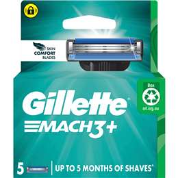 Gillette Mach 3+ Razor Blades Replacement Cartridges 5 pack
