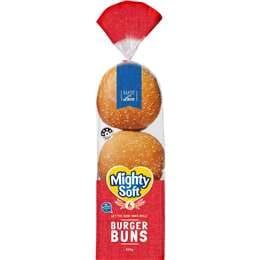 Mighty Soft Bread Rolls Hamburger Buns 6 pack