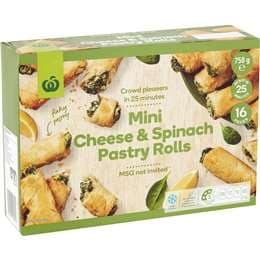 Woolworths Mini Cheese & Spinach Pastry Rolls 16 pack