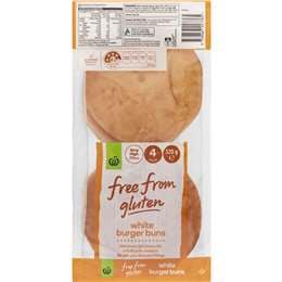 Woolworths Free From Gluten White Burger Buns 4 pack