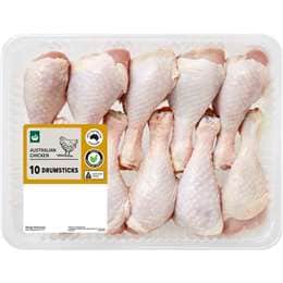 Woolworths 10 Pack RSPCA Approved Chicken Drumsticks 1.1kg - 1.9kg