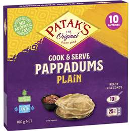 Patak's Cook To Eat Pappadums Plain 100g