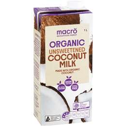 Macro Organic Coconut Unsweetened Long Life Milk 1L