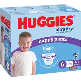 Huggies Ultra Dry Nappy Pants Boys Size 6 (15-20kg) 48 pack