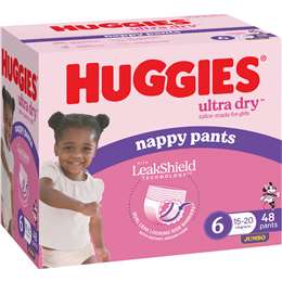 Huggies Ultra Dry Nappy Pants Girls Size 6 (15-20kg) 48 pack