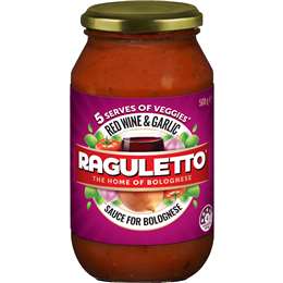 Raguletto Red Wine Bolognese Pasta Sauce With Tomato & Garlic 500g