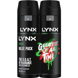 Lynx Deodorant Body Spray Africa 200mL x 2 pack