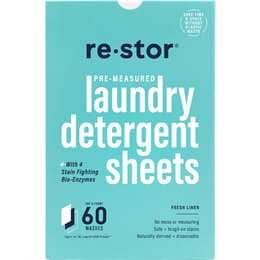 Restor Concentrated Laundry Detergent Sheets Fresh Linen 60 pack