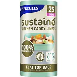 Hercules Sustain 100% Compostable Bags Mini 25 Pack
