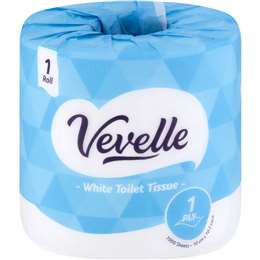 Vevelle White 1 Ply Toilet Tissue each