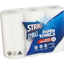 Strike Pro 3 Ply Paper Towel 3 x 60 pack
