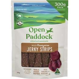 Open Paddock Wild Kangaroo Jerky Strips Dog Treats 300g