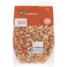Woolworths Cashews Roasted & Salted 750g