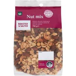 Woolworths Mixed Nuts Roasted & Salted 750g