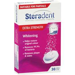 Steradent Denture Cleaning Tablets Extra Strength Intensive Whitening 30 pack