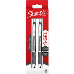 Sharpie Pen S Gel Medium Metal Barrel Black 2 pack